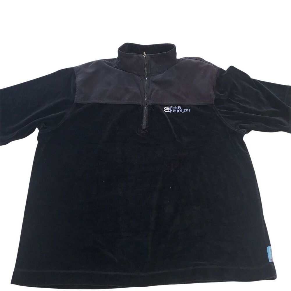 Vintage Ecko Function‎ Men's XL Black Fleece Pullover with Faux Suade Mock Neck